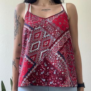 red hollister bandana spaghetti strap tank top camisole